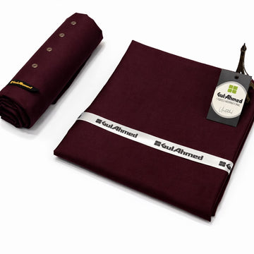 Gul-Ahmed Wash N Wear Unstitched Fabric – Burgundy (Premium Quality)