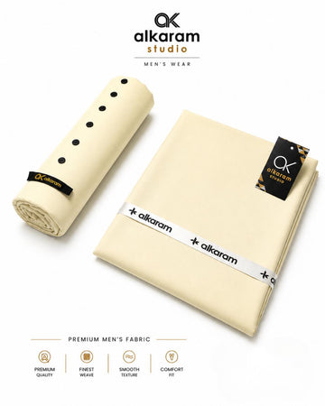 Alkaram Wash N Wear Unstitched Fabric – Cream (Premium Quality)